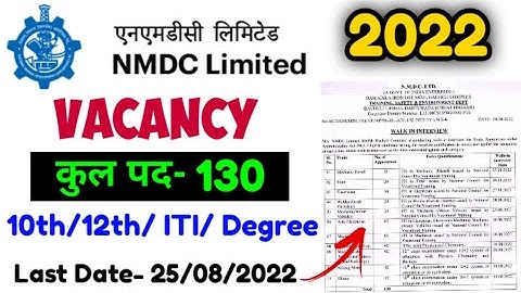 NMDC Vacancy 2022 | कुल पद- 130 | योग्यता- 10th/12th/ ITI/ Degree | NMDC Apprentice 2022