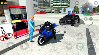 Extreme Motorbikes Cop on Fuel station Blue police Bike - Motocross Racing For Android Gameplay screenshot 2