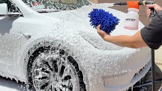 How to QUICKLY Wash Tesla Model Y at home with a Foam Cannon from SwiftJet!