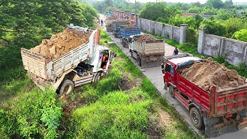 Start a New Landfill project! Using Dozer Komatsu Clearing Garbage Dump Truck 5Ton pour soil