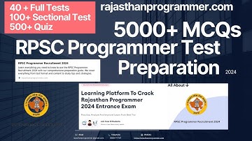 RPSC Programmer 2024 | Practice Full mock | 150+ Sectional Test  | 500+ Quizzes