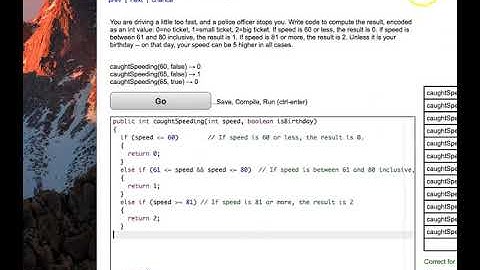Java CodingBat Logic-1 caughtSpeeding