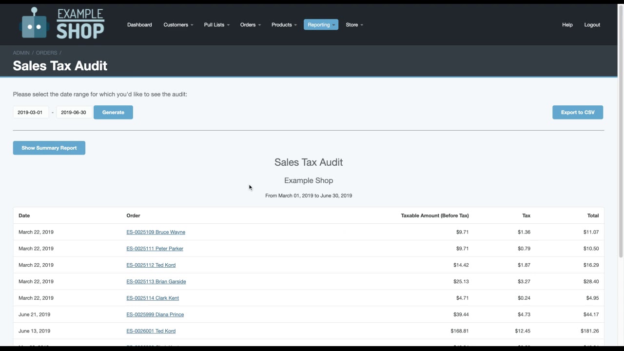 Revenue Report and Sales Tax Summary 