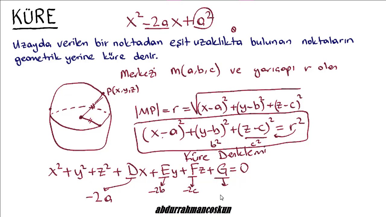 53) Analitik Geometri - KÜRE, SİLİNDİR VE KONİ - Küre