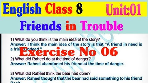 8th Class English - Lesson 1 Exercise Questions Answers 1 to 7 - English 8thClass
