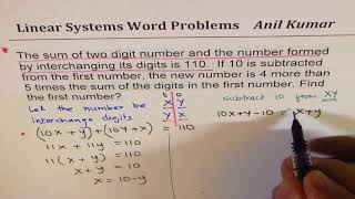 IMPORTANT Linear System Example with Two digit Number values