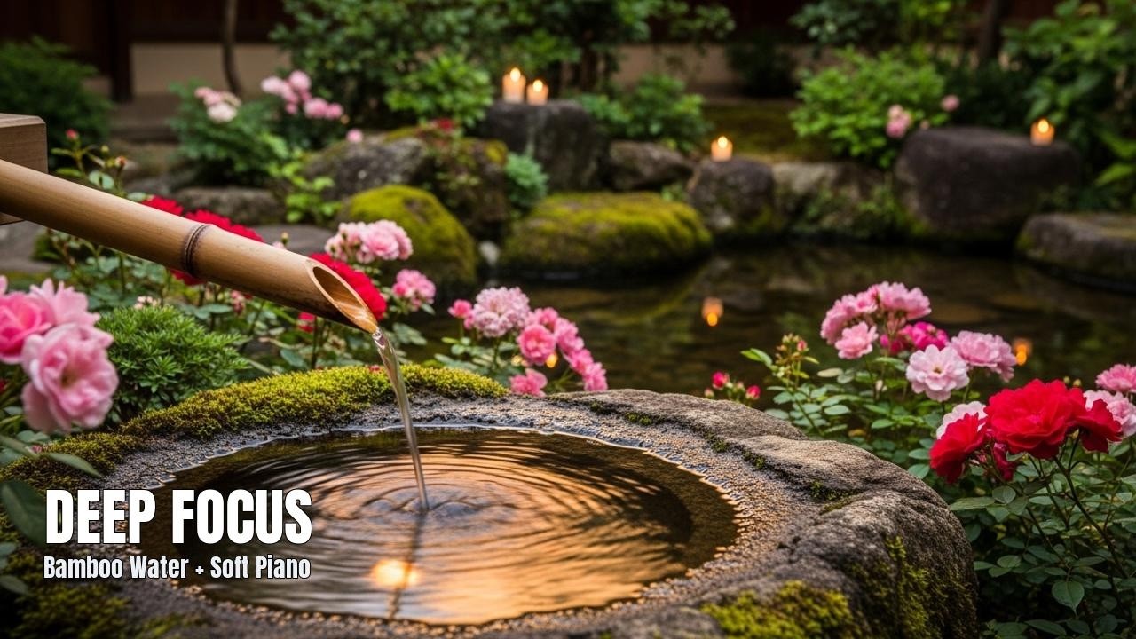 Deep Focus for Work & Study: Bamboo Water + Soft Piano (No Lyrics) • Live Soundscape