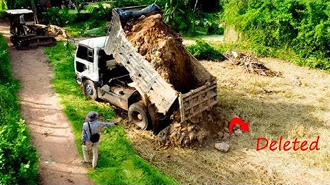 Start Incredible New PROJECT! Best Machinery, Dump Trucks & Dozer Unloading Soil Into Rice Field