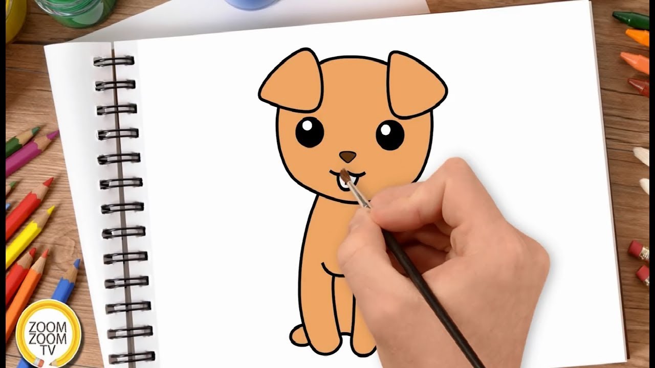 Hướng Dẫn Cách Vẽ Con Chó Con, Tô Màu Chú Chó Con - How To Draw A Puppy /  Dog - Youtube