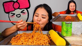 2X NUCLEAR FIRE NOODLES ft. PICKLED RADISH l Painkiller l MUKBANG