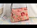 ショルダーバッグ作り方　Shoulder Bag 作り方を少し変えて花柄の綿麻生地で作ってみました。