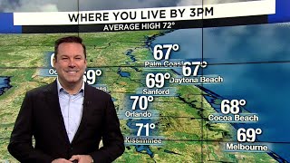 Chilly start, slow warm up with most of the day in the 60s