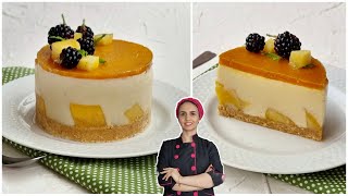 چیز کیک یخچالی_چیز کیک انبه ساده و بسیار خوشمزه