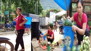 Starting a new day: 33yearold infertile woman chops bananas and picks melons to sell at the market