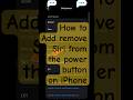 How to Add remove Siri from the power button on iPhone !! #iphone #tech #apple #shortsvideo #ios