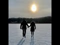 Ice skating on frozen lake in Idaho