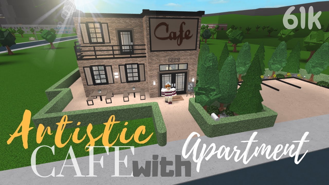 Bloxburg Artistic Cafe With Apartment 61k Youtube