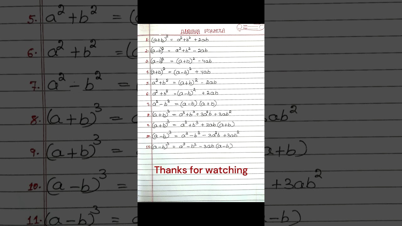 Important Algebra formulas for all exams 