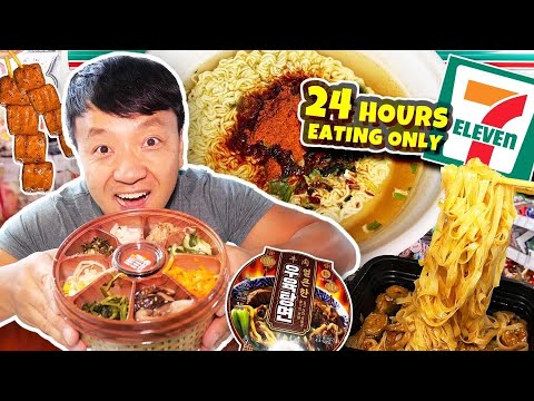 24 HOURS Eating Only 7-ELEVEN & CU FOOD! Korean CONVENIENCE STORE FOOD HACKS in Seoul South Korea