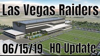 Las vegas raiders headquarters construction update taken on saturday,
june 15, 2019. the indoor field structure is going up fast. main
build...