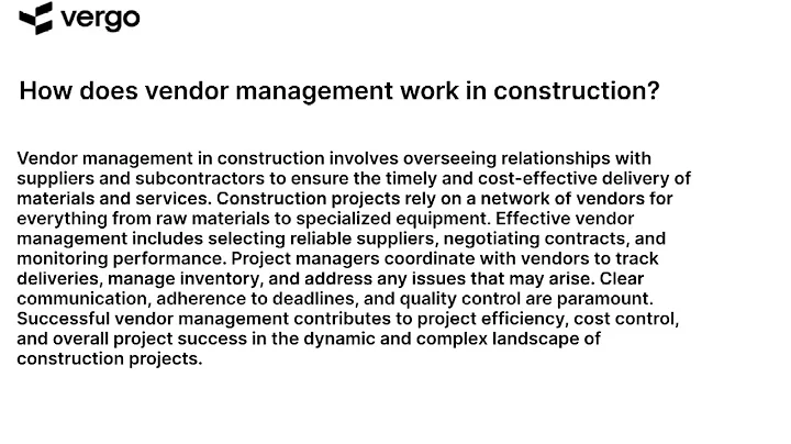 Vendor Management in Construction: A How-To Guide