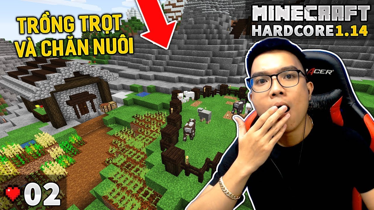 MINECRAFT HARDCORE TẬP 2: XÂY DỰNG NÔNG TRẠI NUÔI BÒ HEO CỪU GÀ và ...