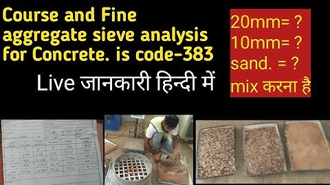 All in aggregate sieve analysis for Concrete. Course and Fine agg.20mm,10mm,&sand gradation