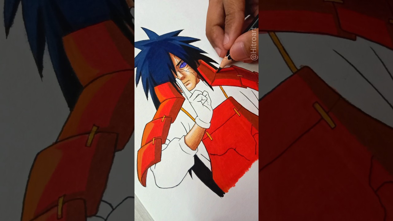 Drawing Madara Uchiha with  Board marker  shorts  naruto  youtubeshorts