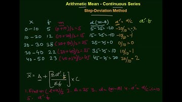 Arithmetic Mean Continuous Series Step Deviation Method in Hindi