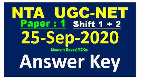ugc net answer key 25/9/20 | UGC NET 25 September 2020 exam answerkey | Answerkey UGC NET Sept 2020