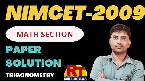 NIMCET 2009 PYQ MATH Section/Trigonometry/By RD Sir/Run Tutorials/VARANASI