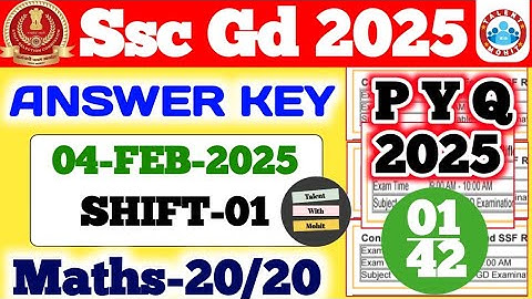 SSC GD 2025 MATHS (4 FEB, 2025 1st shift) || SSC GD Maths Solution  By Mohit Sir