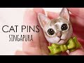 【石粉粘土×レジン】ネコのブローチ レジンコーティング DIY Stone powder clay Cat pins [Singapura]