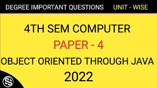 Degree 4th sem computer important questions | 4th sem computer paper - 4 | Object oriented programmi