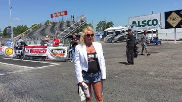 Woman Falls On The Starting Line Causing A Disqualification on A Pro Fuel Nitro Harley Bye Run