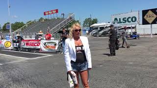 Woman Falls On The Starting Line Causing A Disqualification on A Pro Fuel Nitro Harley Bye Run