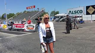 Woman Falls On The Starting Line Causing A Disqualification On A Pro Fuel Nitro Harley Bye Run