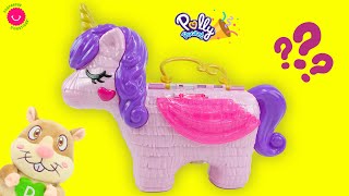 Polly Pocket Piñata Party Unicornio  Tiene muchas sorpresas dentro, ¡es un parque temático!