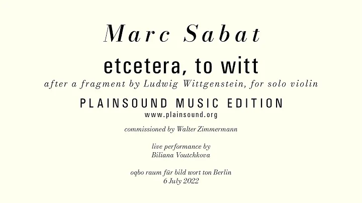 Marc Sabat : etcetera, to witt (2022)