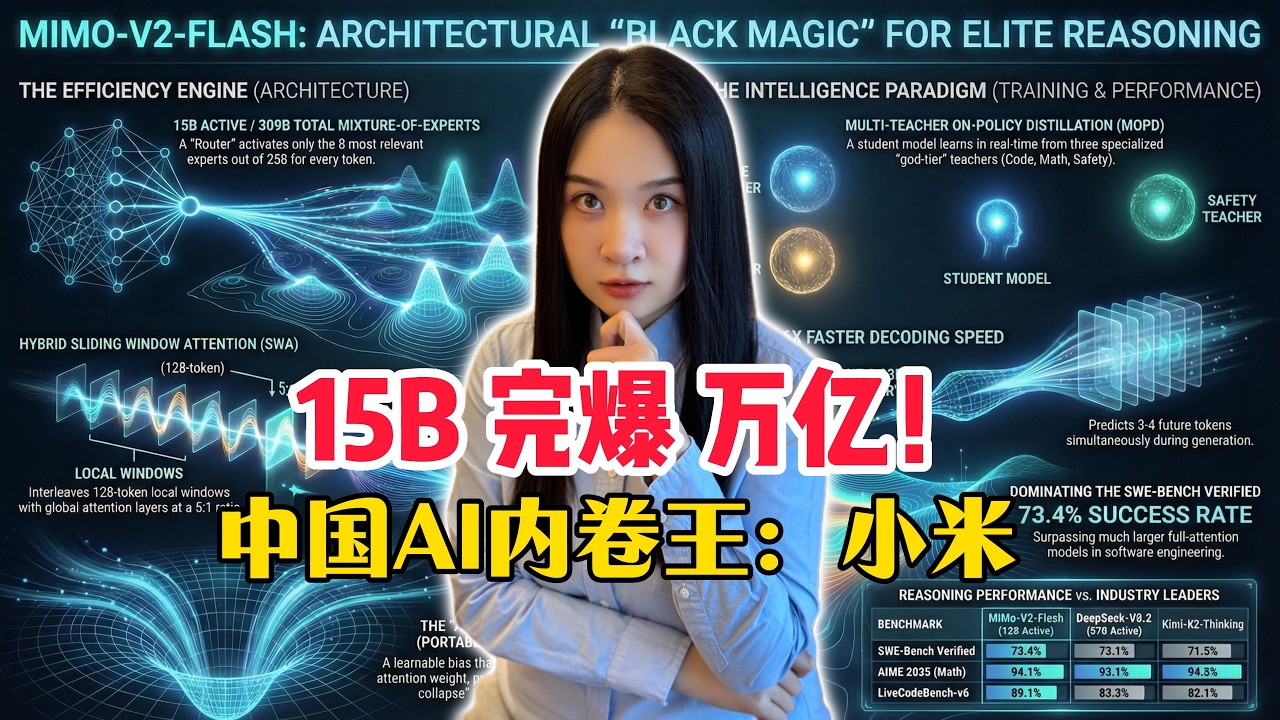 算力霸权终结？AI天才少女罗福莉仅用 15B 算力硬刚万亿巨兽，拆解小米大模型的“工程黑魔法”｜超越DeepSeek｜小米 MiMo-V2-Flash 颠覆性架构