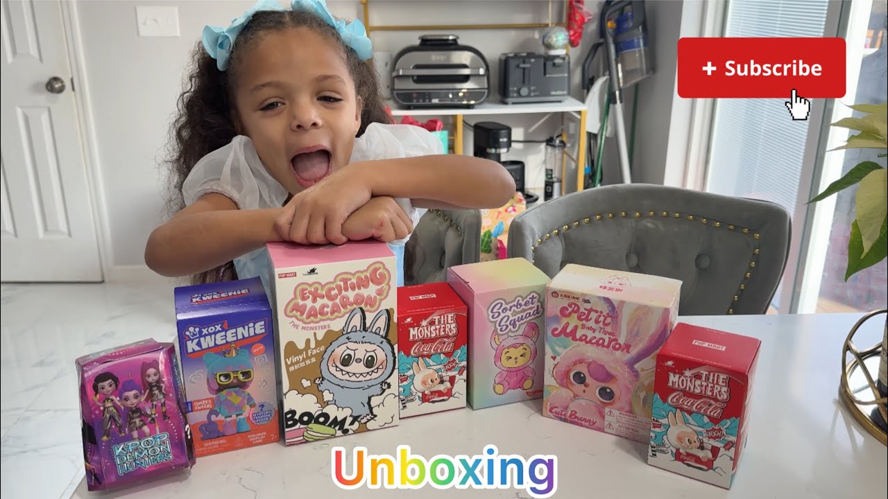 Unbox Labubu, baby three Macroon, xox kweenie, exciting macaron, the monsters K-pop demon hunters 