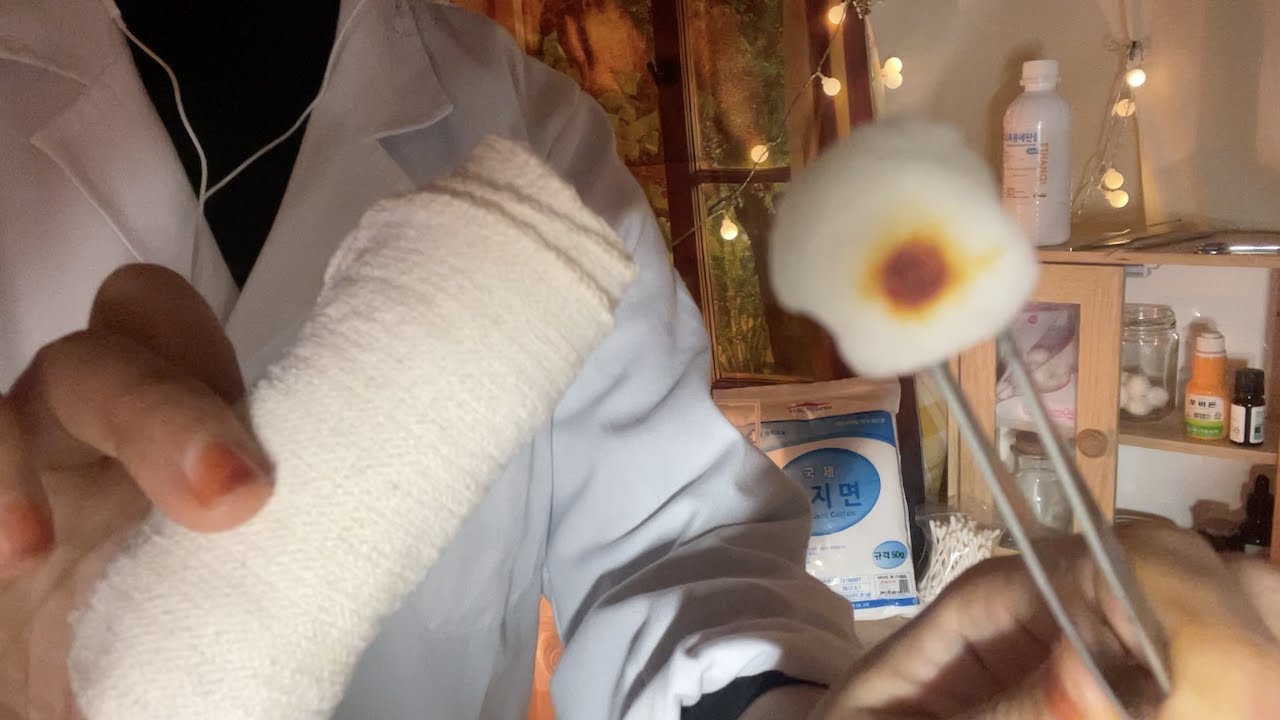 ASMR  | 보건실에서 상처치료하고 🍓음료 먹고 푹 쉬세요! /보건실 상황극