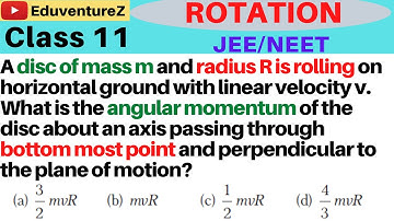 A disc of mass m and radius R is rolling on horizontal ground with linear velocity v. What is the an