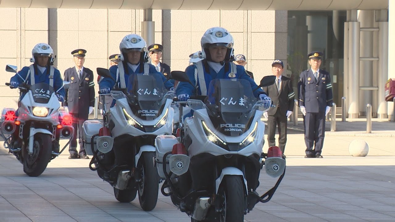 Police car and motorcycle dispatch ceremony ahead of the spring