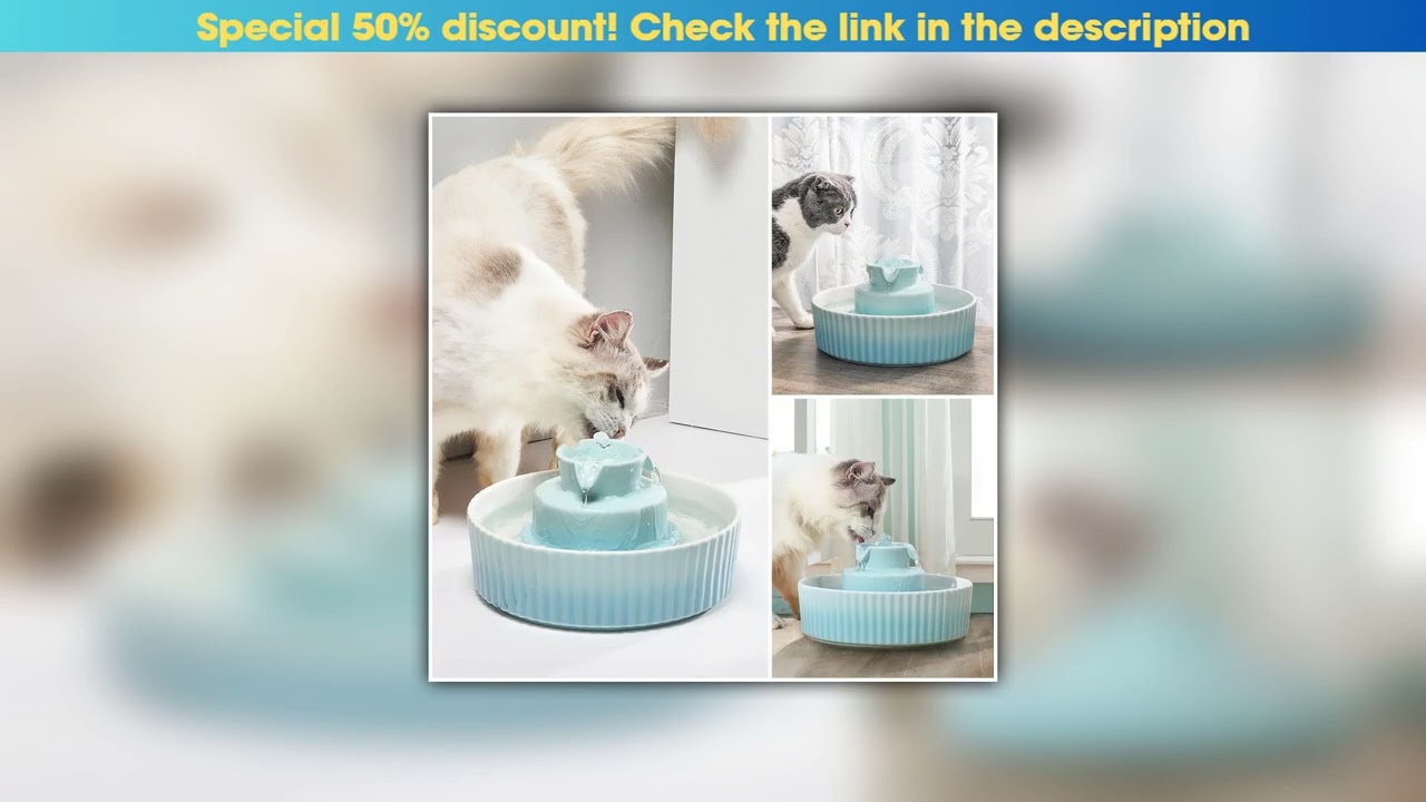 First Look 2.1LCeramic Water Fountain for Cats and Dogs,Cat Drinking Bowl,Auto Pet Water Dispenser,
