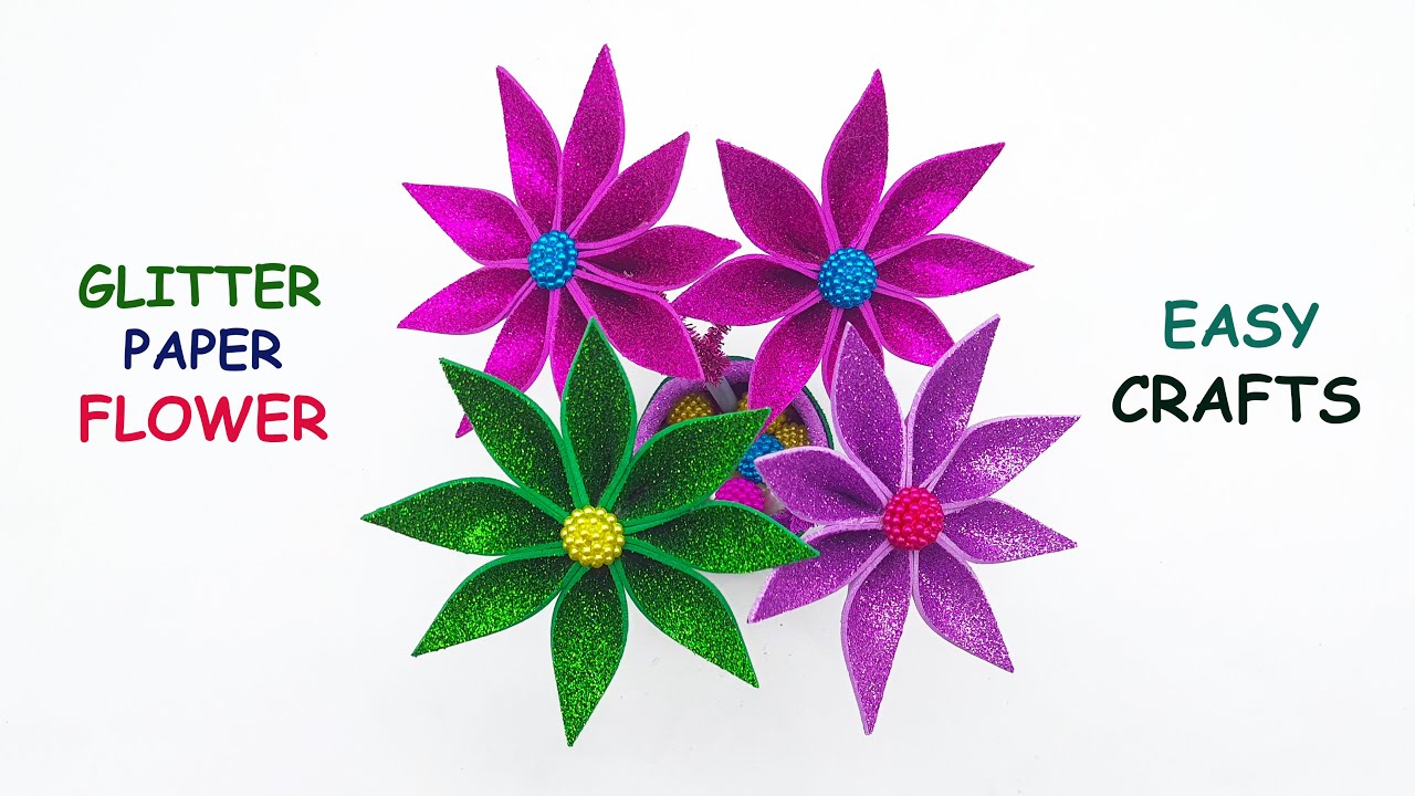 Easy To Make Glitter Paper Flower  Glitter Paper Craft Ideas 