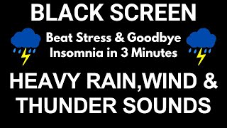 Beat Stress & Goodbye Insomnia in 3 Minutes:Heavy Rain, Wind and Thunder Sounds on Tin Roof at Night