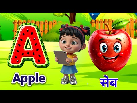 🍎 ABCD , 🌈 ABC & 123 ,Hindi Alphabet 🍎 A for Apple | B for Ball ⚽ | ABC song ,1 to 100 , 🌈🧸✨