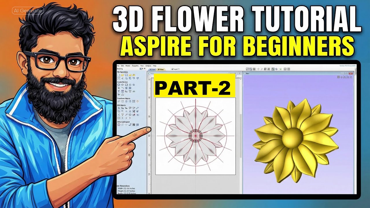 PART-2 ASPIRE 3D MODLE FLOWER MAKING VEERY ESY 🔥