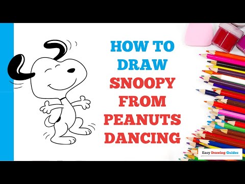 How to Draw Snoopy from Peanuts Dancing - Really Easy Drawing Tutorial